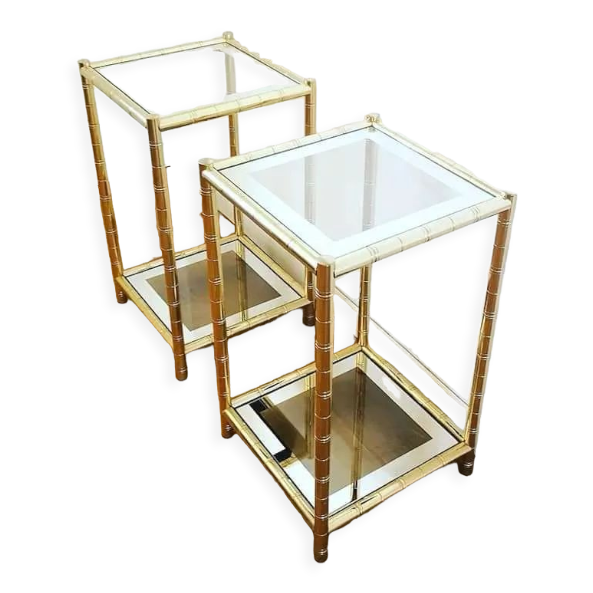 Pair of gold meta harnesses and glass tops