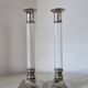 Pair of lucite and silver-plated candlesticks