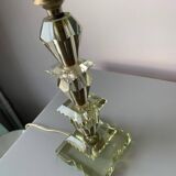 Lampe en verre taillé et globe en verre de Clichy vintage