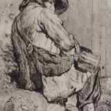 Engraving XIXth "Reading lesson in Orenburg & Country Ugsters"