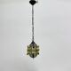 Brutalist glass and iron hanging lamp, 1970s