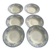 6 hollow plates boulenger, terre de fer, Choisy le roi, old moustiers