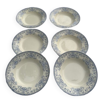 6 hollow plates boulenger, terre de fer, Choisy le roi, old moustiers