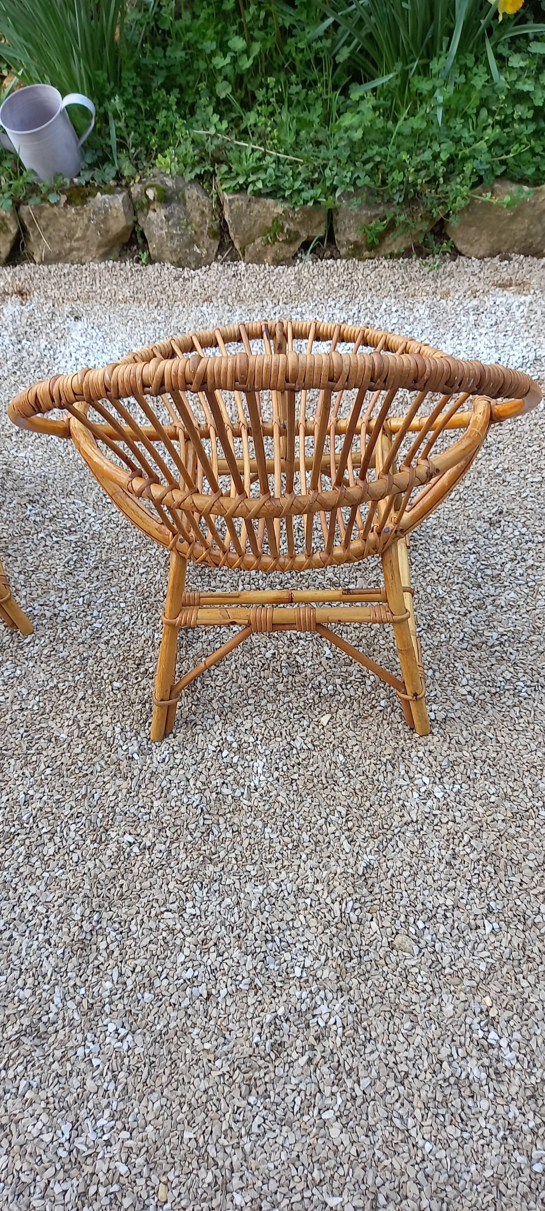 Pair of rattan basket armchairs 60s
