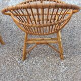 Pair of rattan basket armchairs 60s