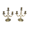 Pair of golden brass candle holders, 1970