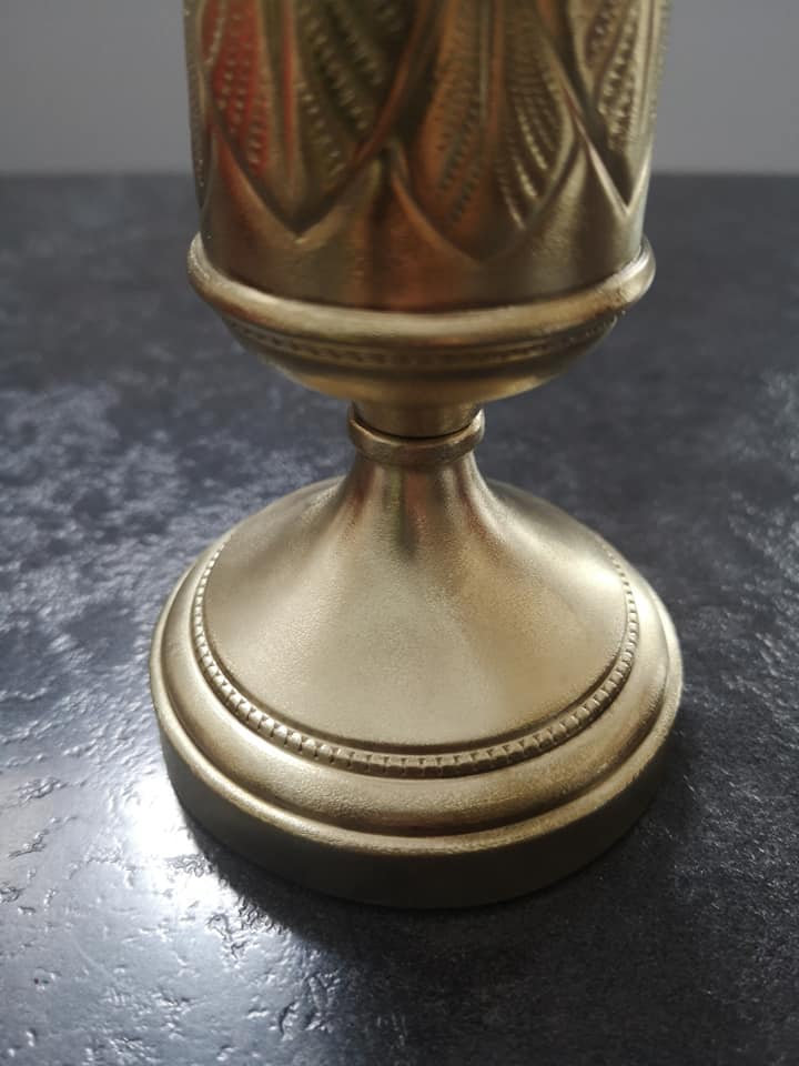 Old brass lamp glass purple Art Deco 1930 TBE H 30 cm