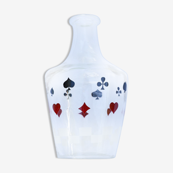 Carafe en verre transparent motifs 4 enseignes carte à jouer