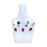 Transparent glass carafe patterns 4 card signs to play