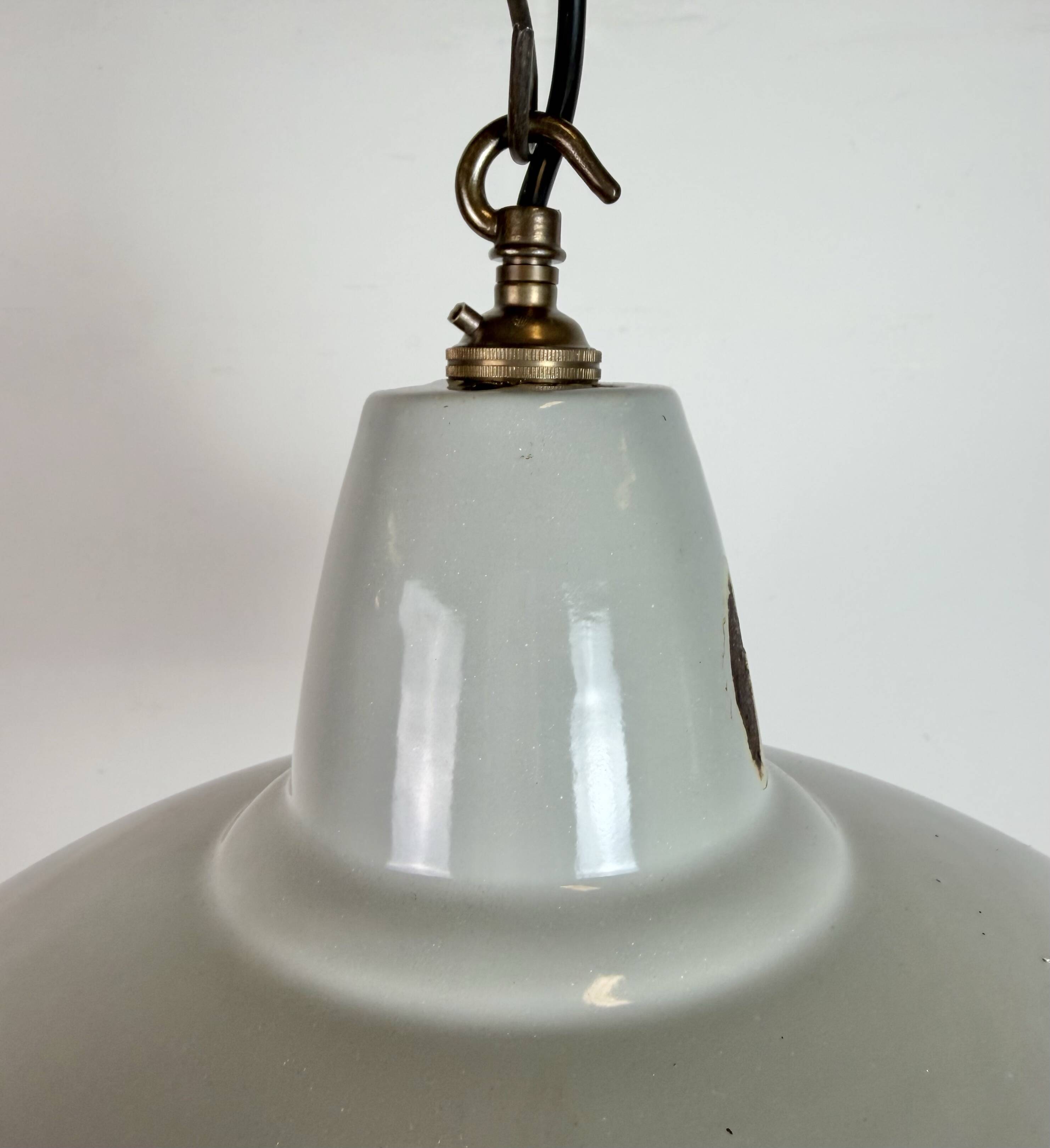 Industrial Grey Enamel Factory Pendant Lamp from Thorlux, 1960s