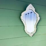 Golden art deco mirror and white patinated 30x45cm