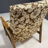 Pair of retro armchairs with floral upholstery, Czechoslovakia, 1960s