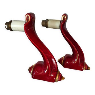 Pair of porcelain sconces 50s reds