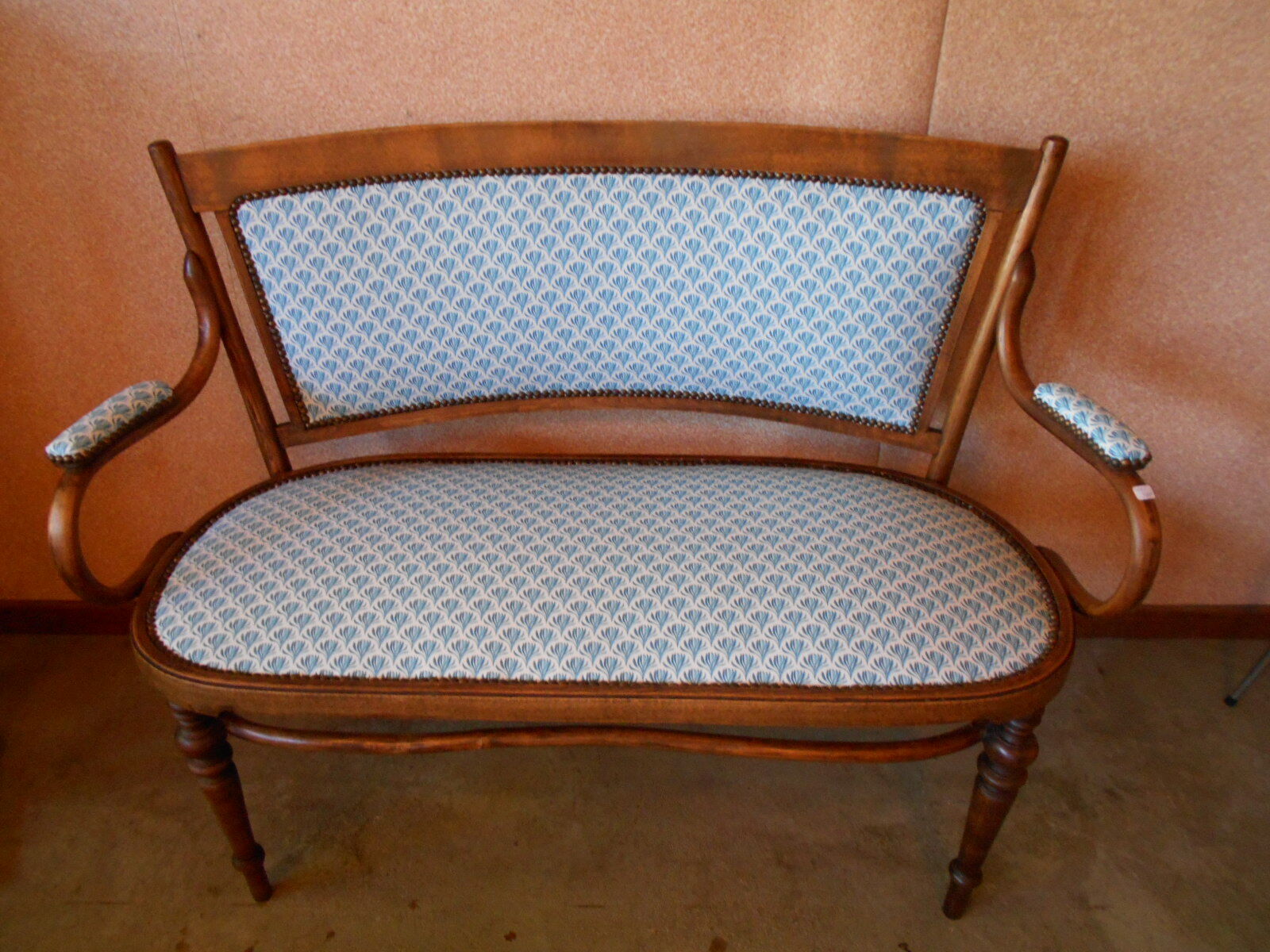 Curved wooden bench