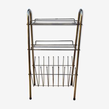 Entrance shelf shoe holder, vintage magazine door in tubular steel, 80 cm