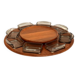 Digsmed Snack Caroussel + Trays by Holmegaard, Denmark. Set of 17 Pieces
