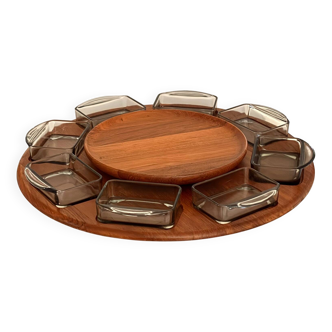 Digsmed Snack Caroussel + Trays by Holmegaard, Denmark. Set of 17 Pieces