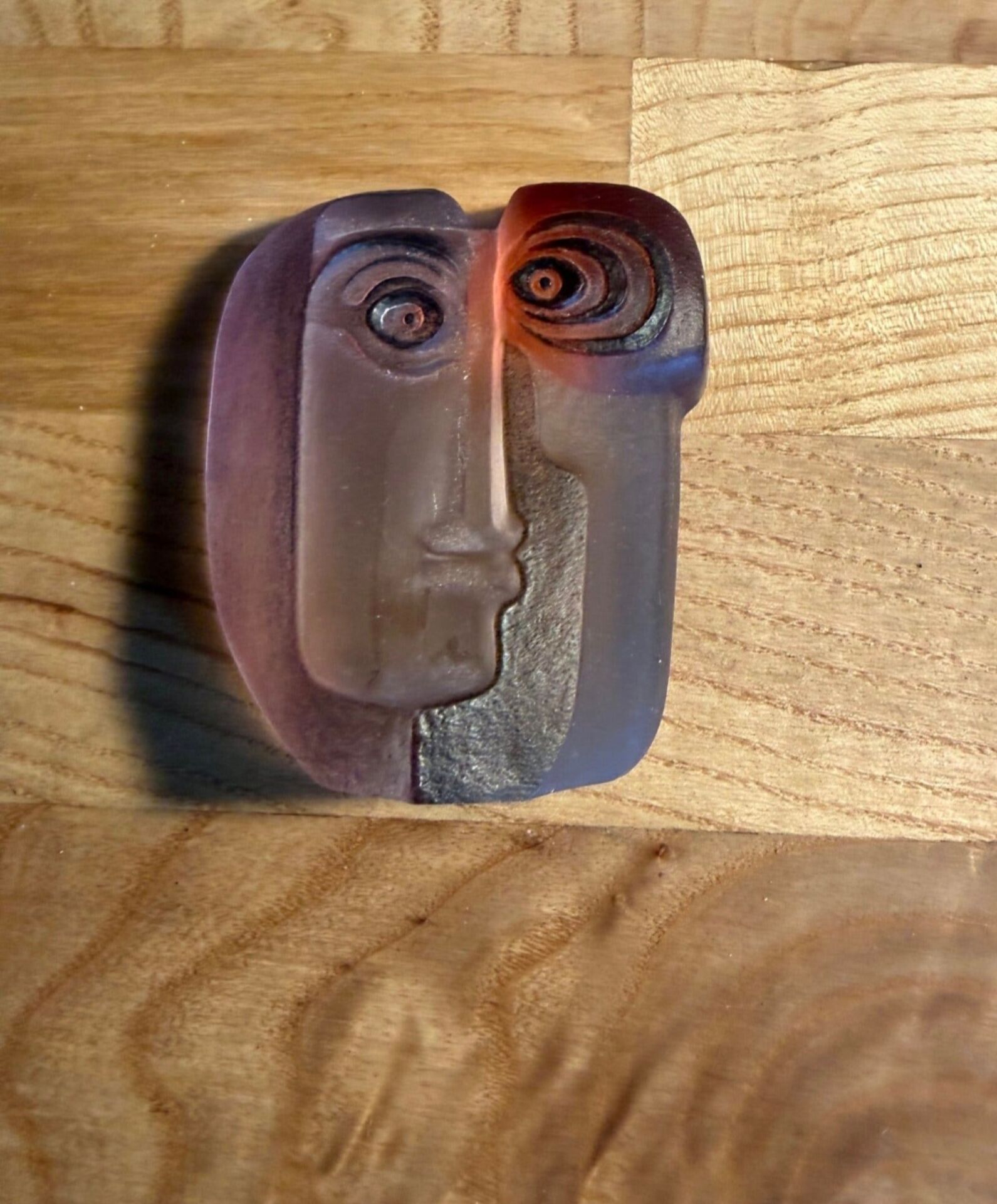 Glass sculpture / "Mio" mask - Signed - Art glass