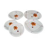 Set of vintage Italian dishes in ecru ceramic with daisy decoration "PRIMULA Made in Italy"