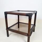 Rattan bedside and smoked glass