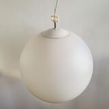Opaline glass globe pendant lamp, 1960's