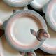 Set of 12 vintage pink and gray fish-shaped plates - Digoin