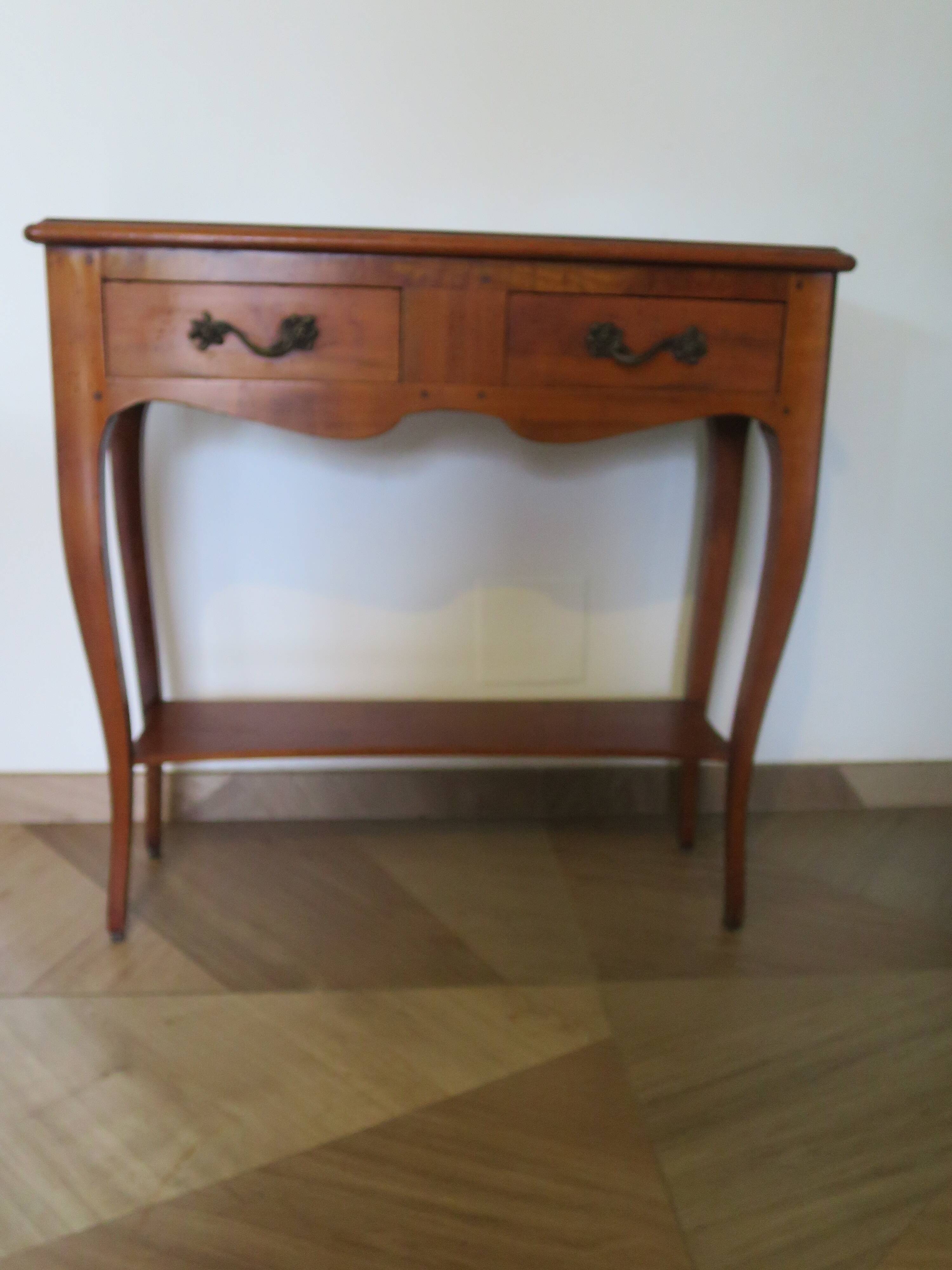 Cherry console with 2 drawers - Louis XV style - cherry wood