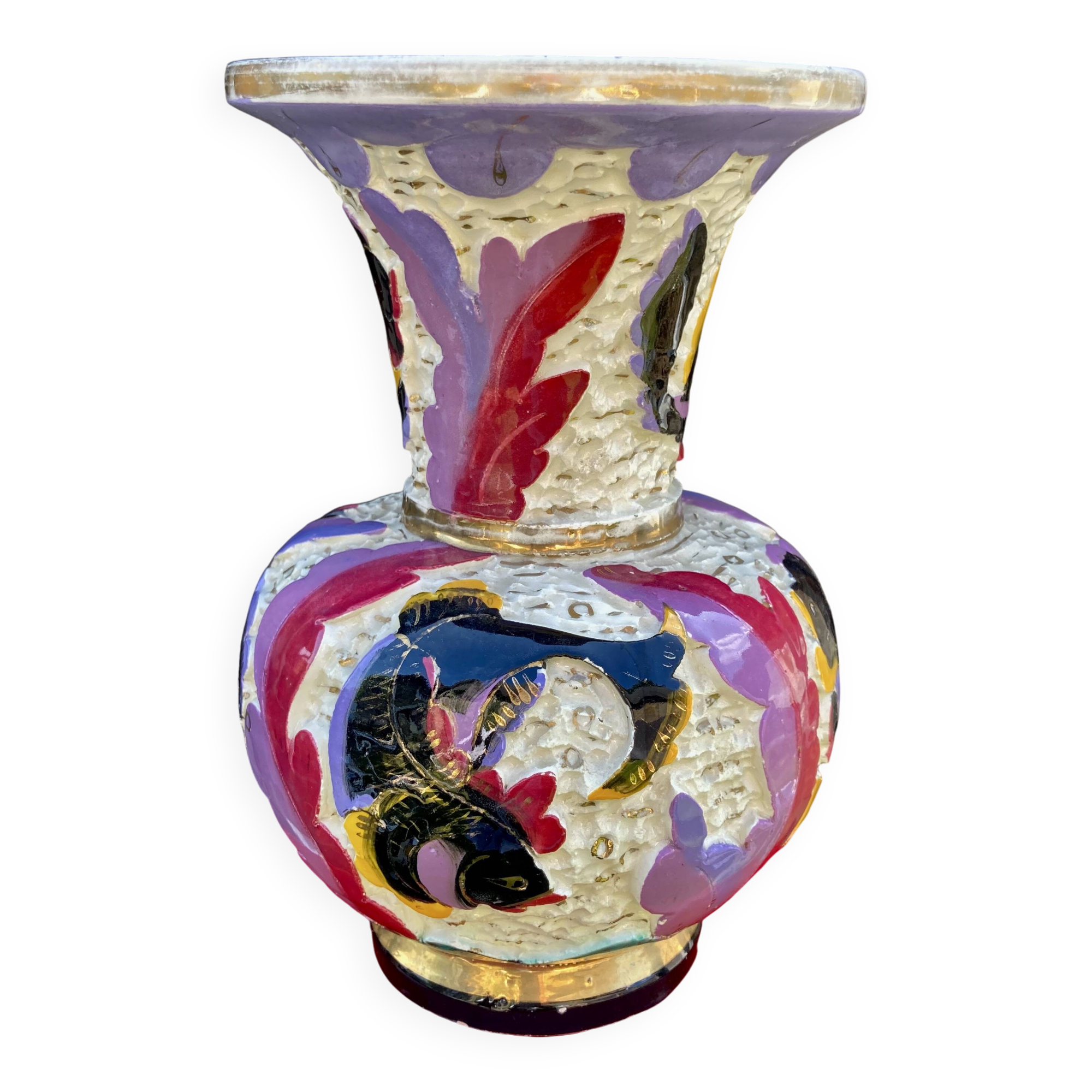 Monaco ceramic vase - Monte Carlo 1950s, fish decor - XXL dimensions