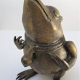 Vintage patinated brass sculptural frog 50-60s