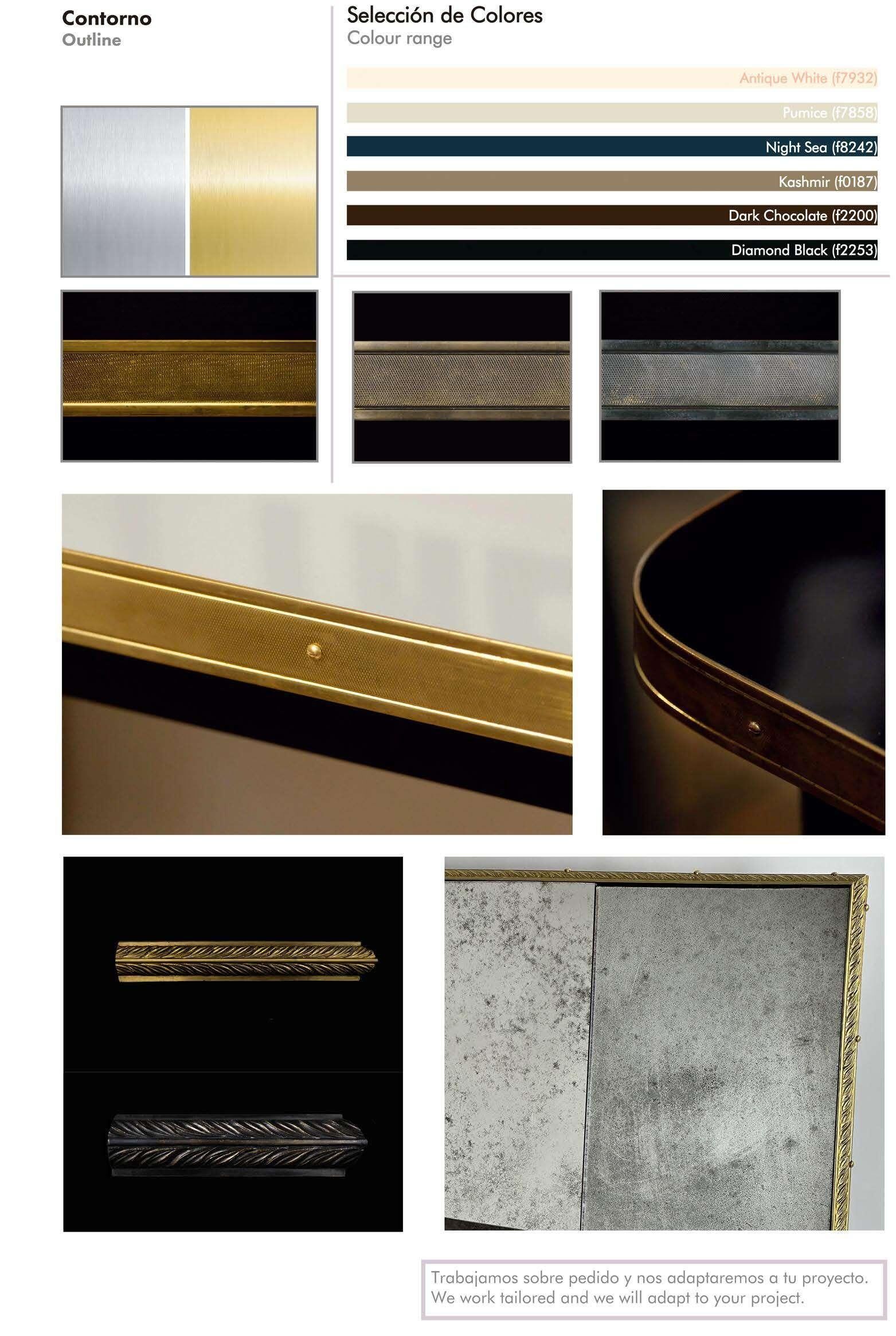 Mid-Century Irregular Shape Mirror with Hammered Brass Frame