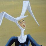 Contemporary painting panel signed c. perret swiss painter.