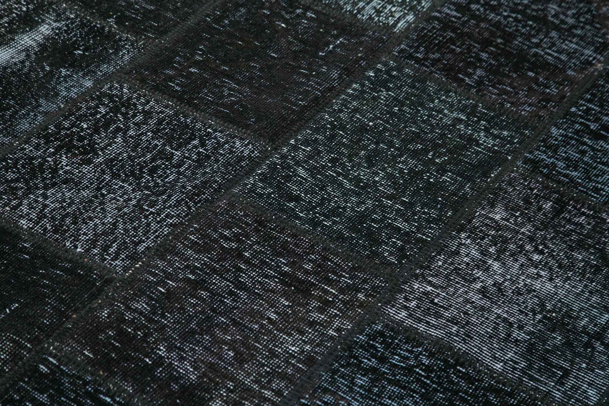 Hand-knotted oriental vintage 172 cm x 242 cm black patchwork carpet