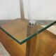 Glass coffee table with oak triangle shape 1950 1960 vintage modernist