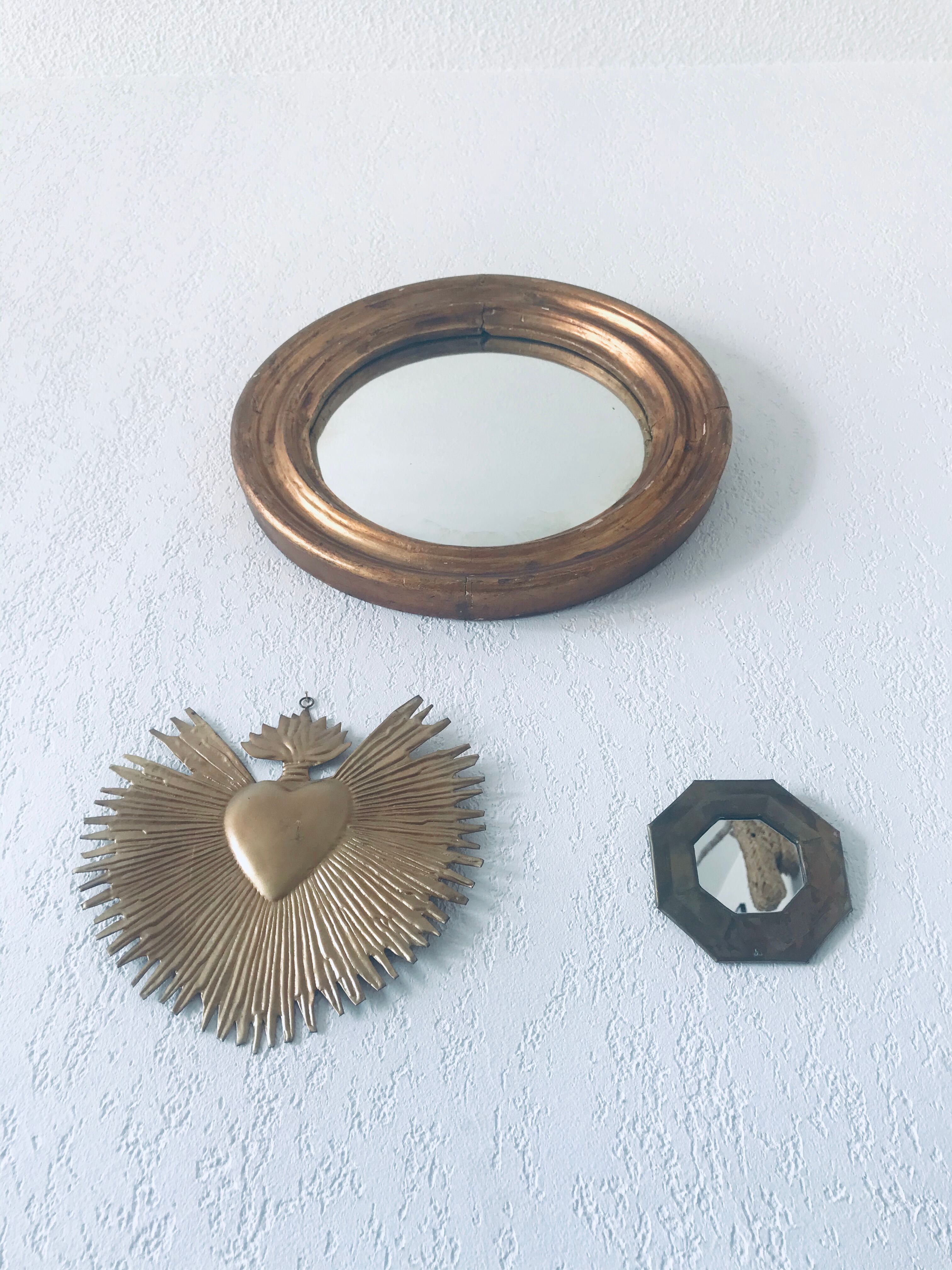 Ancient convex mirror, witch mirror 36cm