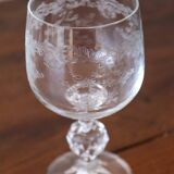 6 antique engraved crystal stemmed glasses