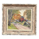 Original Swedish Oil on Canvas – "Path to the Red Cabins" by Karl Gustaf Strandberg (1891–1981) – Signed – Vintage and Framed – 50 × 43 cm (19.7 × 16.9 inches)