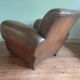 Club armchair, patinated leather