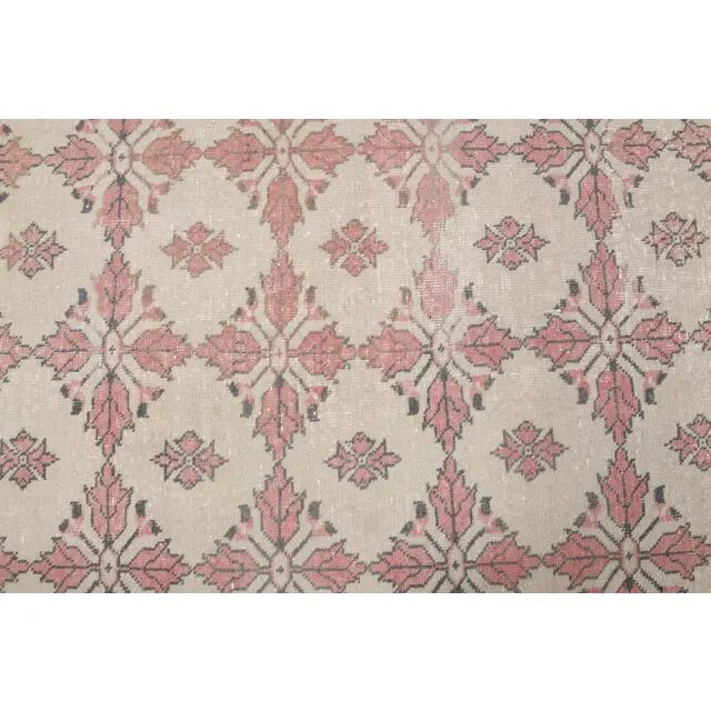 1970s Turkish Oushak Handmade Wool Cotton Beige Area Rug 134x211