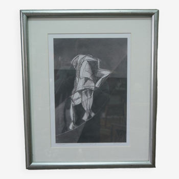 Anette Kramer original abstract lithograph, 1990s, framed