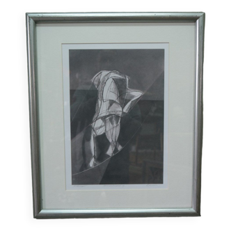 Anette Kramer original abstract lithograph, 1990s, framed