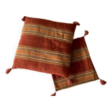 Lot de 2 coussins carrés 100% coton imprimé brique