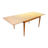 Large Extendable Solid Beech Wooden Dining Table Arno Lambrecht style 1950s