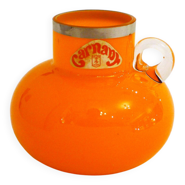 Petit vase opalin orange vintage Carnaby 1960'