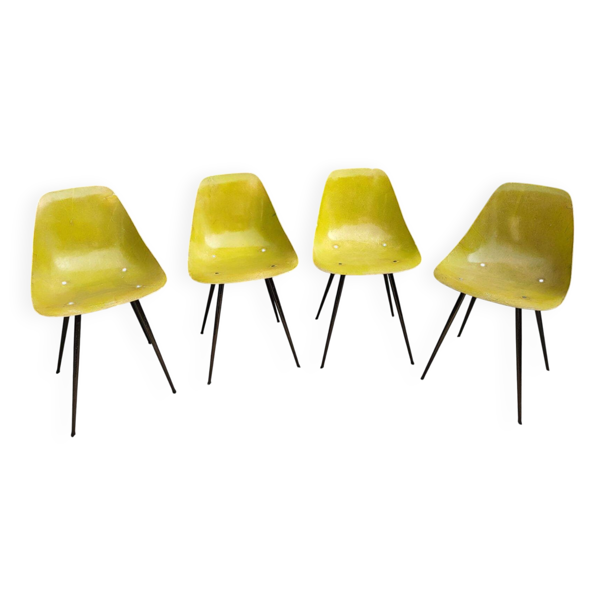 4 chaises Coccinelle René-Jean Caillette pour Steiner 1950