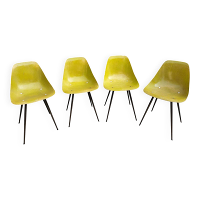 4 chaises Coccinelle René-Jean Caillette pour Steiner 1950