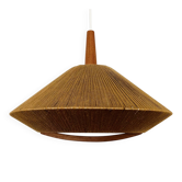 Teakwood and Raffia Bast Pendant Lamp by Temde