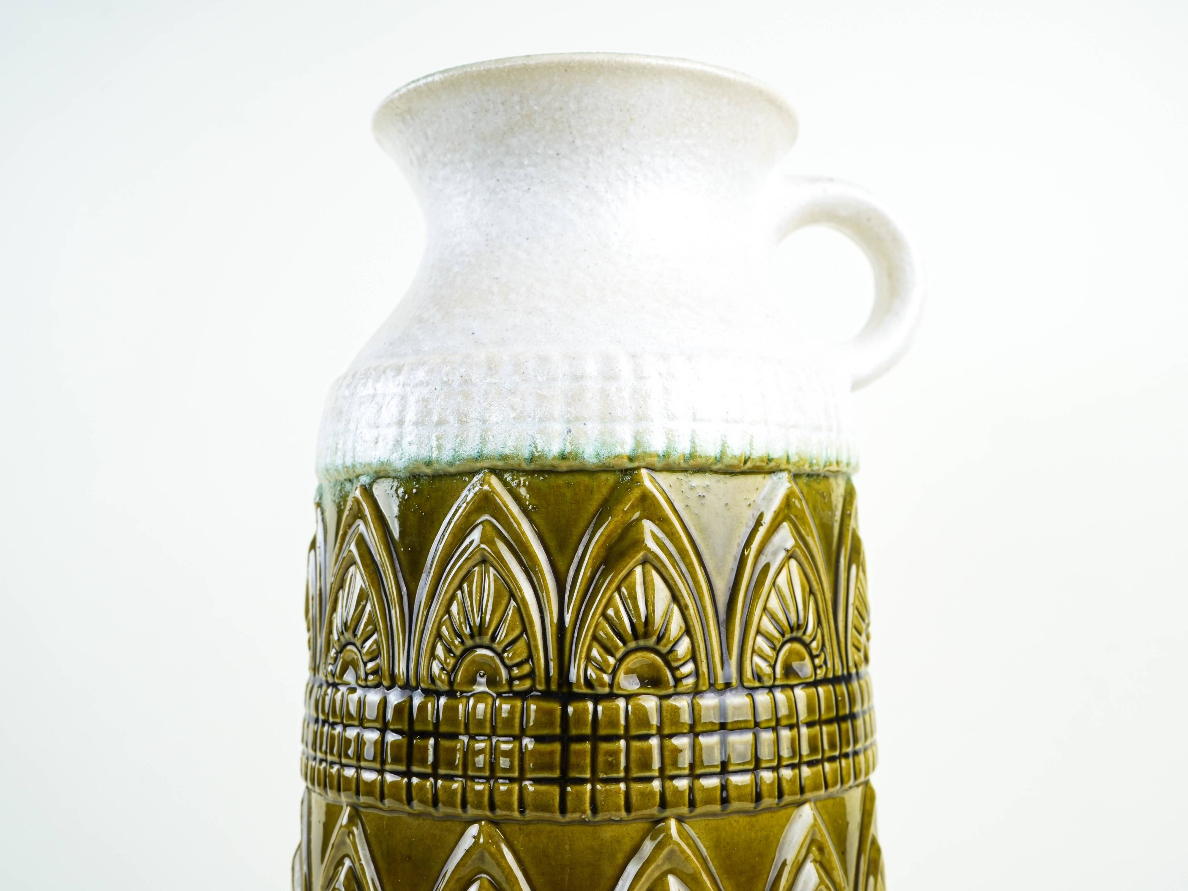 Ceramic floor vase with relief pattern, West Germany, 1970s