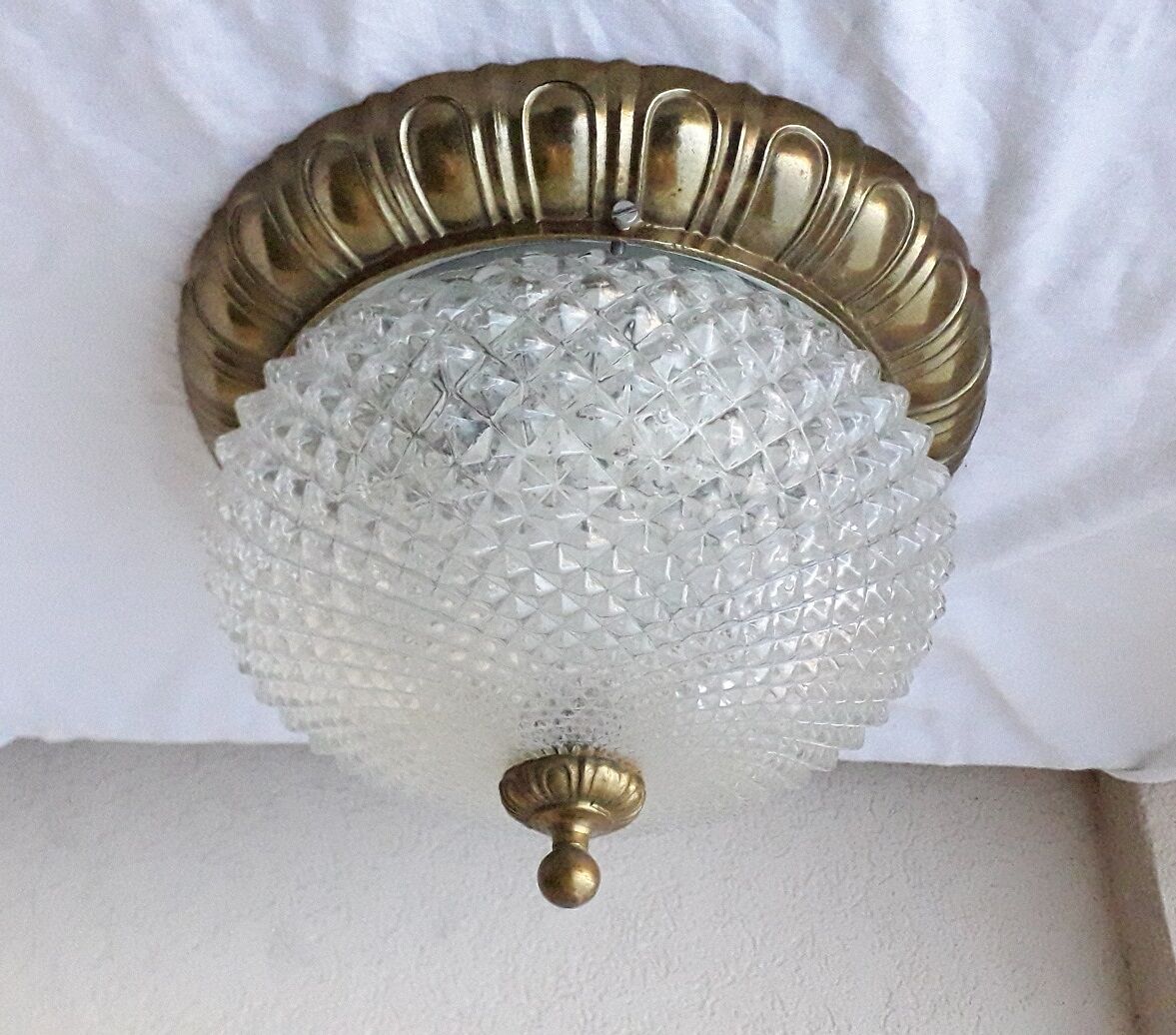 Bronze and glass ceiling lamp
