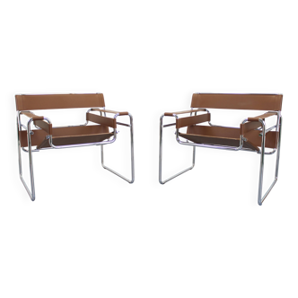 Wassily Chair Brown Leather Marcel Breuer Knoll Seats