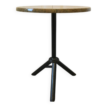 Bistro table with steel base from the 70s/80s